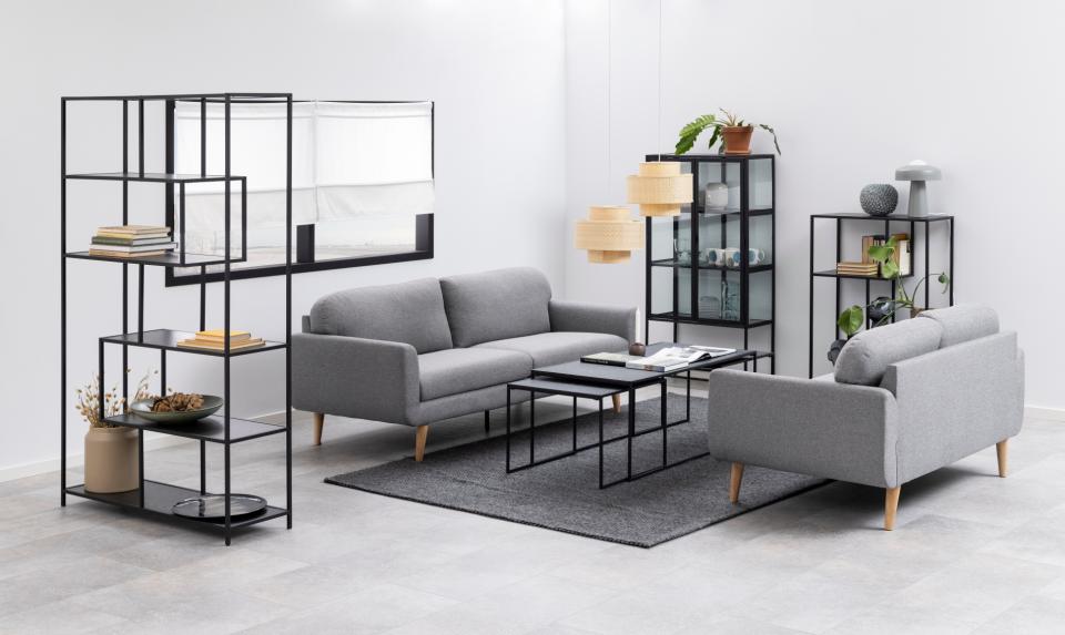 Infinity 3pc Coffee Table With Black Marble Melamine Top Metal Base, Versatile 3 Table Design 120x60cm