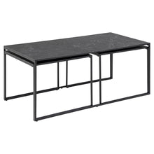Load image into Gallery viewer, Infinity 3pc Coffee Table With Black Marble Melamine Top Metal Base, Versatile 3 Table Design 120x60cm
