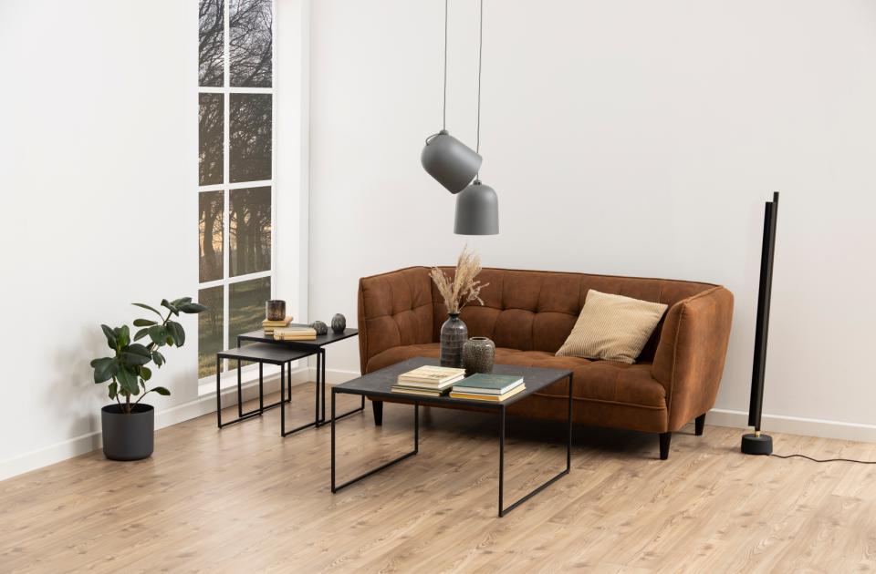 Infinity Coffee Table With Black Marble Print, Square 80x80cm