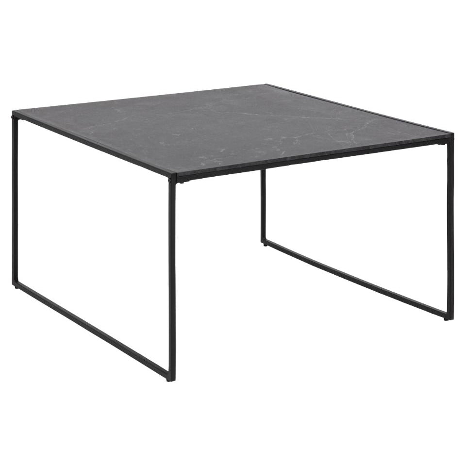 Infinity Coffee Table With Black Marble Print, Square 80x80cm