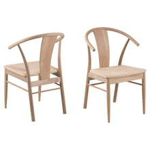 Load image into Gallery viewer, Janik Cream Plaited Paper Rope Designer Dining Chair, Quality White Oiled Oak, Armrests, Set Of 2 Chairs
