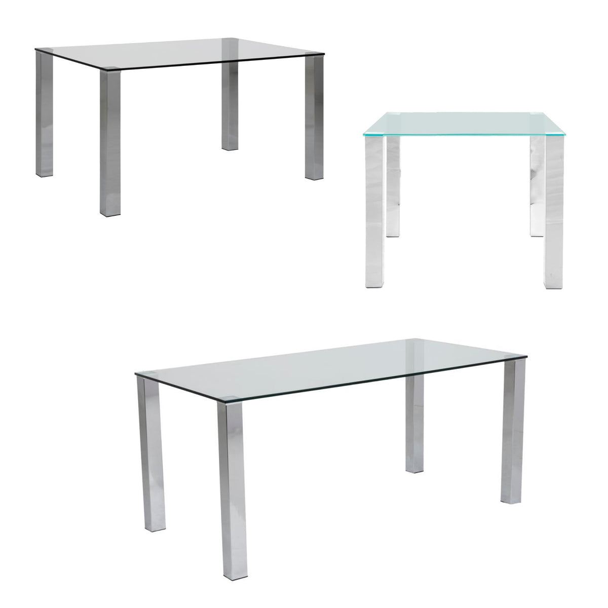 Kante Glass Top Dining Table With Stylish Chrome Legs 180cm