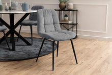 Load image into Gallery viewer, Lusso Katja Grey Fabric Dining Chair With Square Stitching, Set Of 2 Chairs
