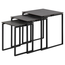 Load image into Gallery viewer, Katrine Nest Of Tables In Black Ceramic With Metal Chrome Frames 3pc 50cm
