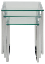 Load image into Gallery viewer, Katrine Nest Of Tables In Clear Glass With Metal Chrome Frames 3pc 50cm
