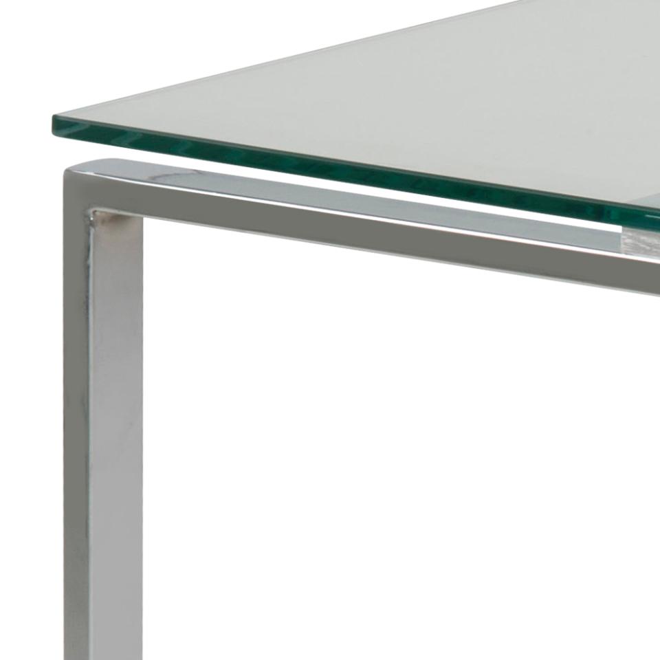 Katrine Nest Of Tables In Clear Glass With Metal Chrome Frames 3pc 50cm