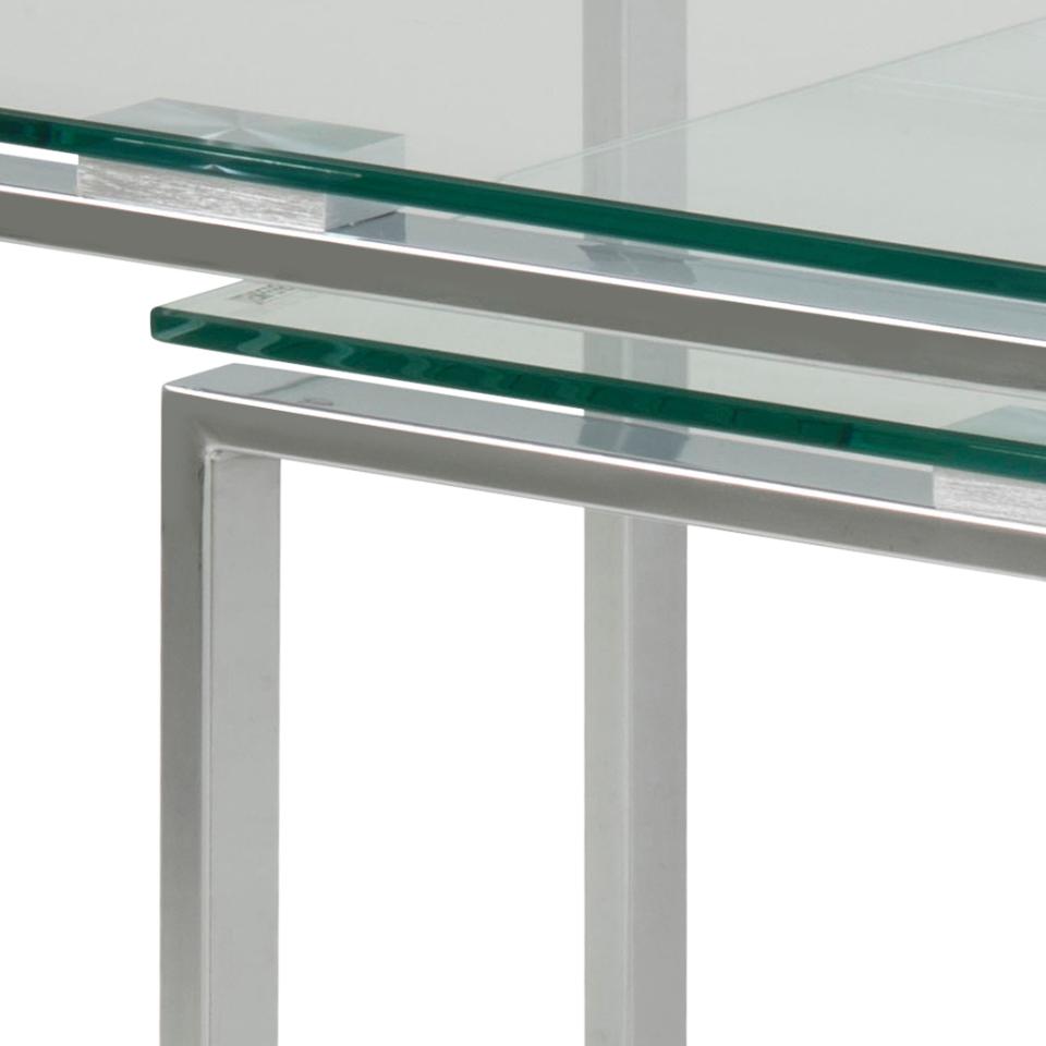 Katrine Nest Of Tables In Clear Glass With Metal Chrome Frames 3pc 50cm