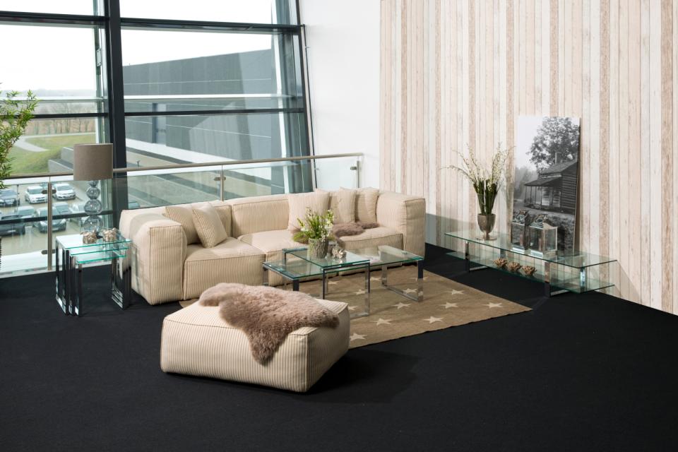 Katrine Nest Of Tables In Clear Glass With Metal Chrome Frames 3pc 50cm