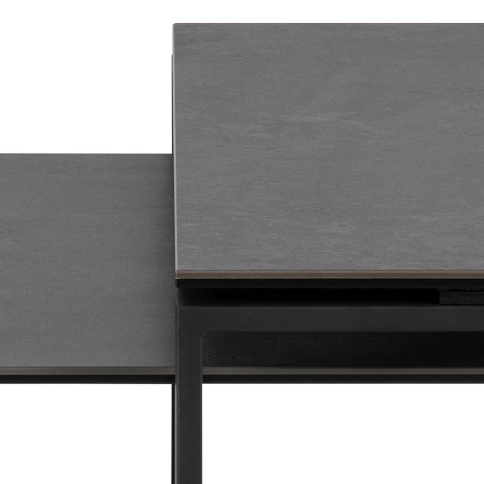 Katrine Black Ceramic Coffee Table Set, 2 Moveable Rectangle Tables 115x55cm 69x40cm