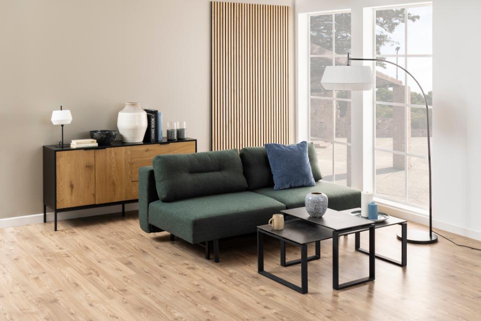 Katrine Black Ceramic Coffee Table Set, 2 Moveable Rectangle Tables 115x55cm 69x40cm