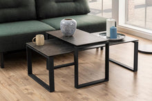 Load image into Gallery viewer, Katrine Black Ceramic Coffee Table Set, 2 Moveable Rectangle Tables 115x55cm 69x40cm
