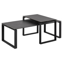 Load image into Gallery viewer, Katrine Black Ceramic Coffee Table Set, 2 Moveable Rectangle Tables 115x55cm 69x40cm
