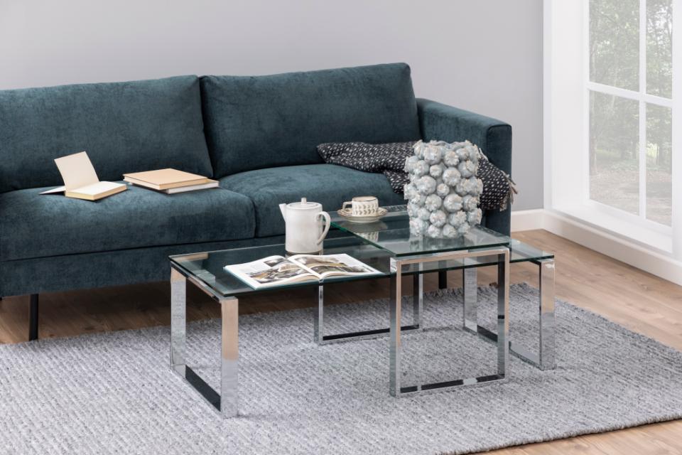 Katrine Coffee Table Set Unique Classy Clear Glass Furniture Range 115x55cm 69x40cm