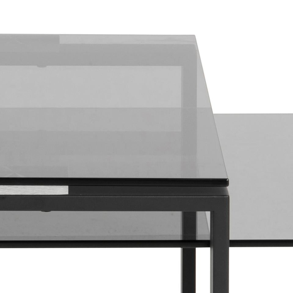 Katrine Coffee Table Superior Smoked Glass Furniture Set 115x55cm 69x40cm