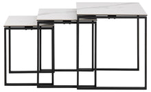 Load image into Gallery viewer, Katrine Nest Of Tables In White Ceramic With Metal Chrome Frames 3pc 50cm
