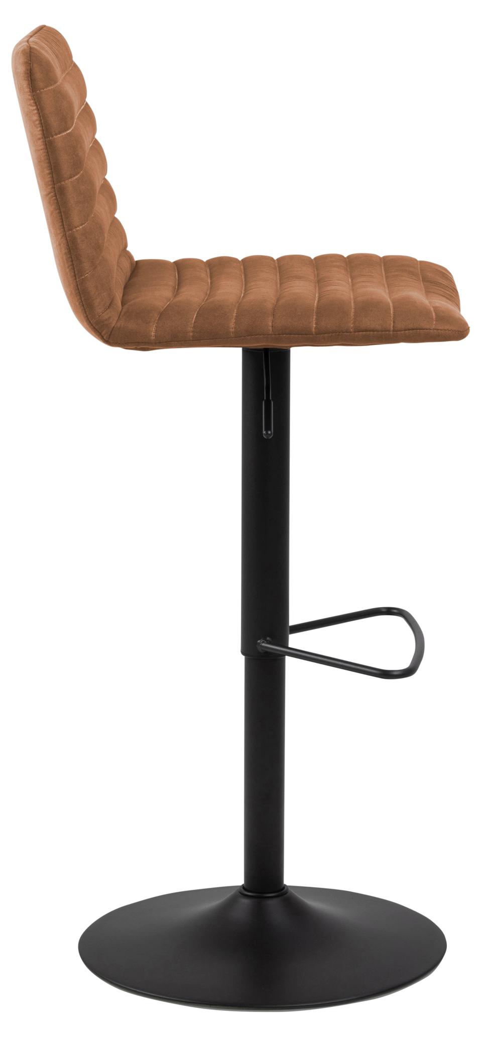 Kimmy Designer Bar Stools, Set Of 2 Brown Fabric Barstools, Adjustable Black Metal Base