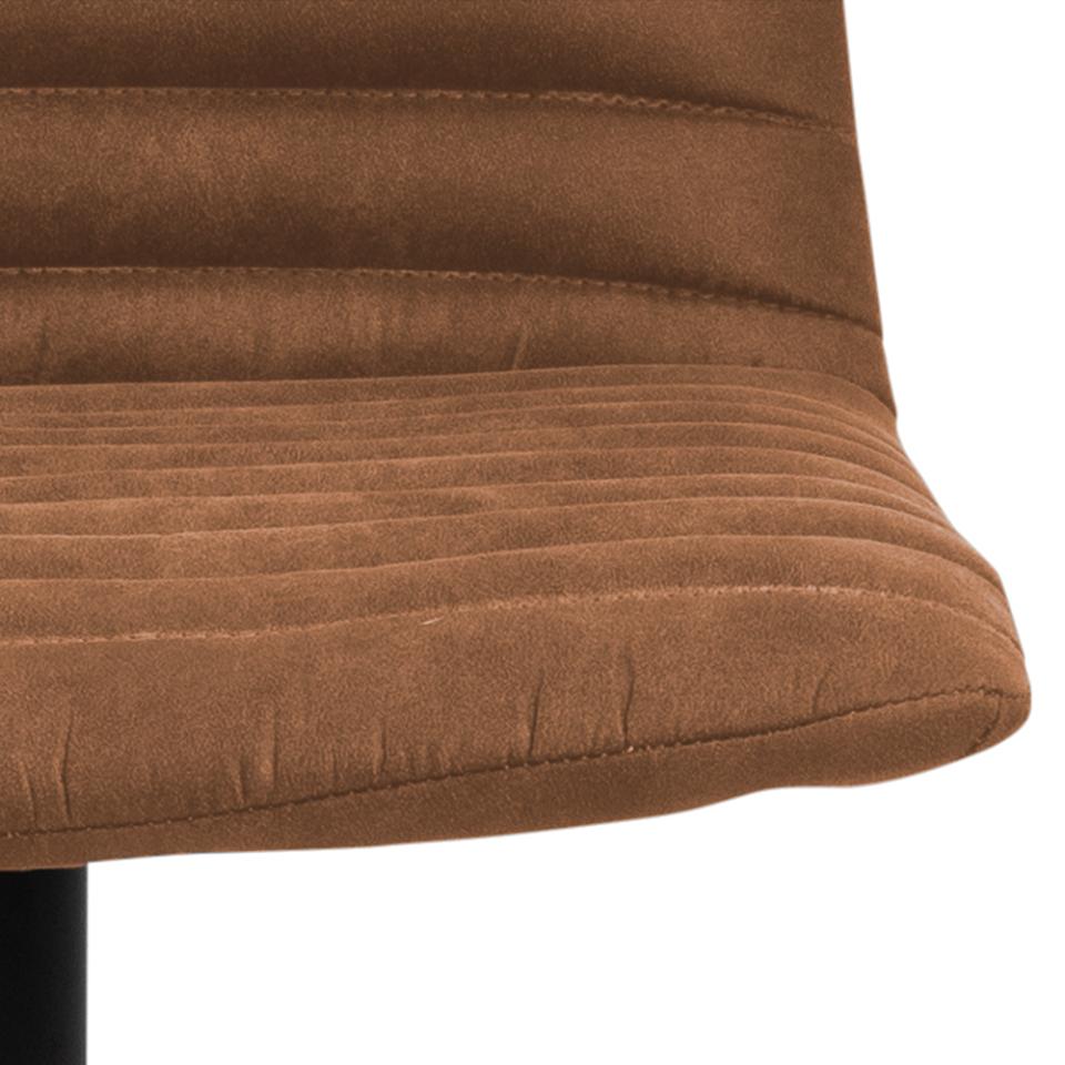 Kimmy Designer Bar Stools, Set Of 2 Brown Fabric Barstools, Adjustable Black Metal Base