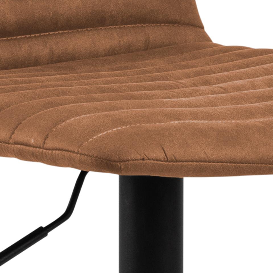 Kimmy Designer Bar Stools, Set Of 2 Brown Fabric Barstools, Adjustable Black Metal Base