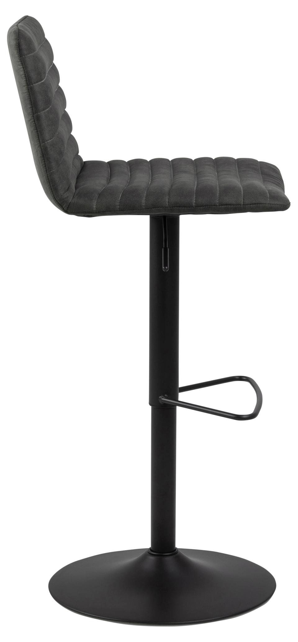 Kimmy Designer Bar Stools, Set Of 2 With Grey Fabric And Adjustable Black Metal Base