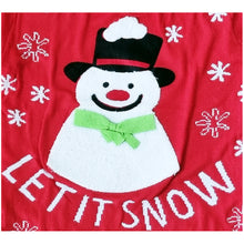 Load image into Gallery viewer, Red Christmas Sweater Jumper Wool Face, Fabric Nose And Scarf, Unisex, Let It Snow M L XL
