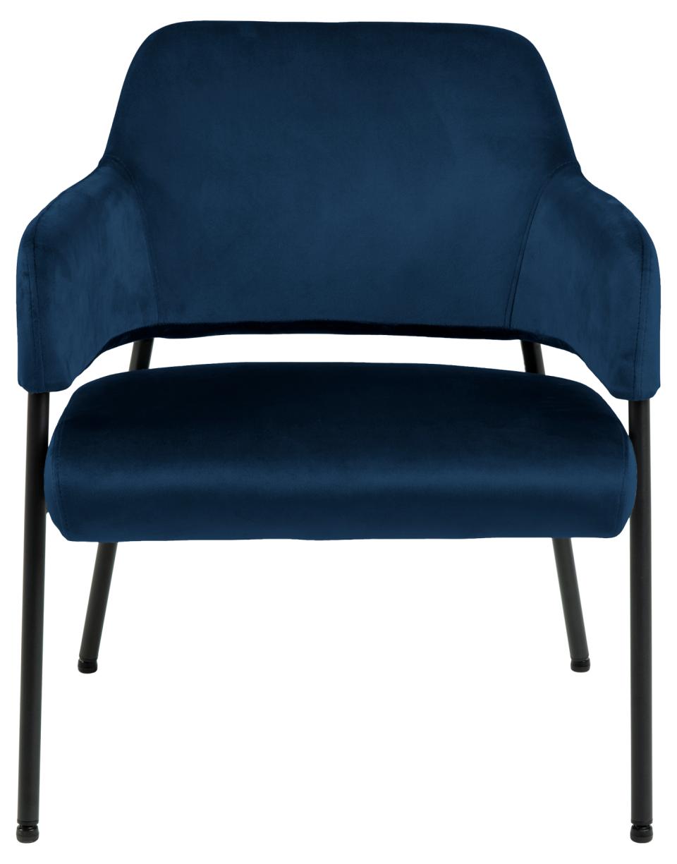 Lima Blue Upholstered Velvet Accent Chair, Spacious Fabric Lounge Resting Armchair