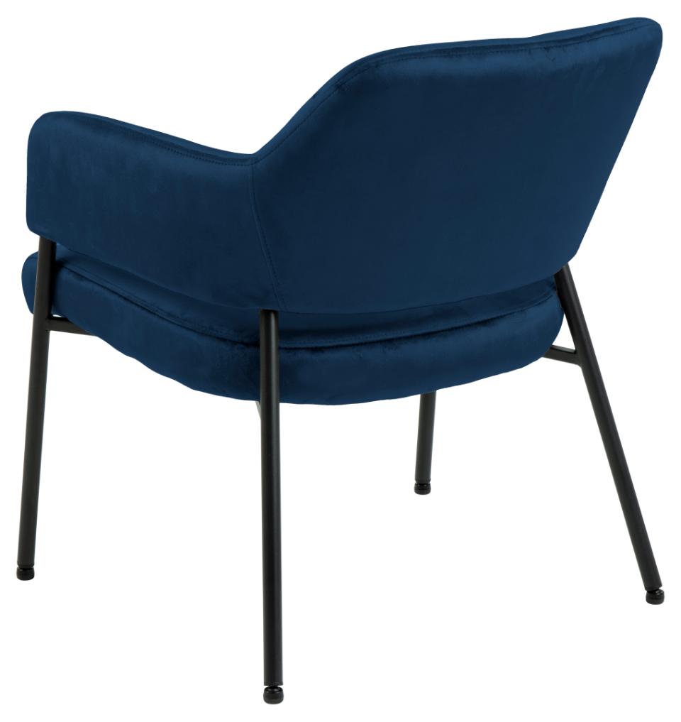 Lima Blue Upholstered Velvet Accent Chair, Spacious Fabric Lounge Resting Armchair
