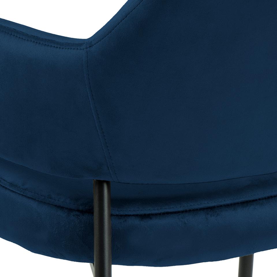 Lima Blue Upholstered Velvet Accent Chair, Spacious Fabric Lounge Resting Armchair
