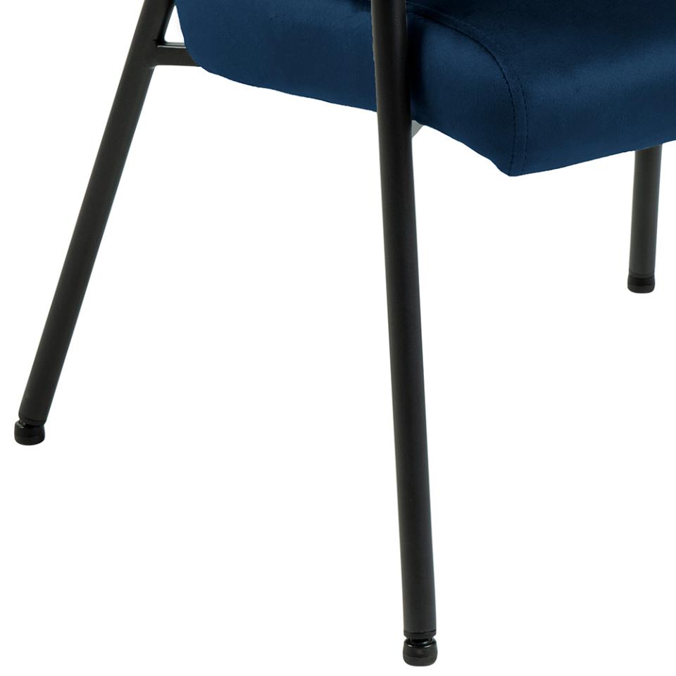 Lima Blue Upholstered Velvet Accent Chair, Spacious Fabric Lounge Resting Armchair