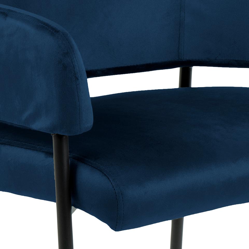 Lima Blue Upholstered Velvet Accent Chair, Spacious Fabric Lounge Resting Armchair