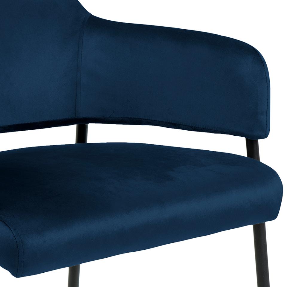 Lima Blue Upholstered Velvet Accent Chair, Spacious Fabric Lounge Resting Armchair