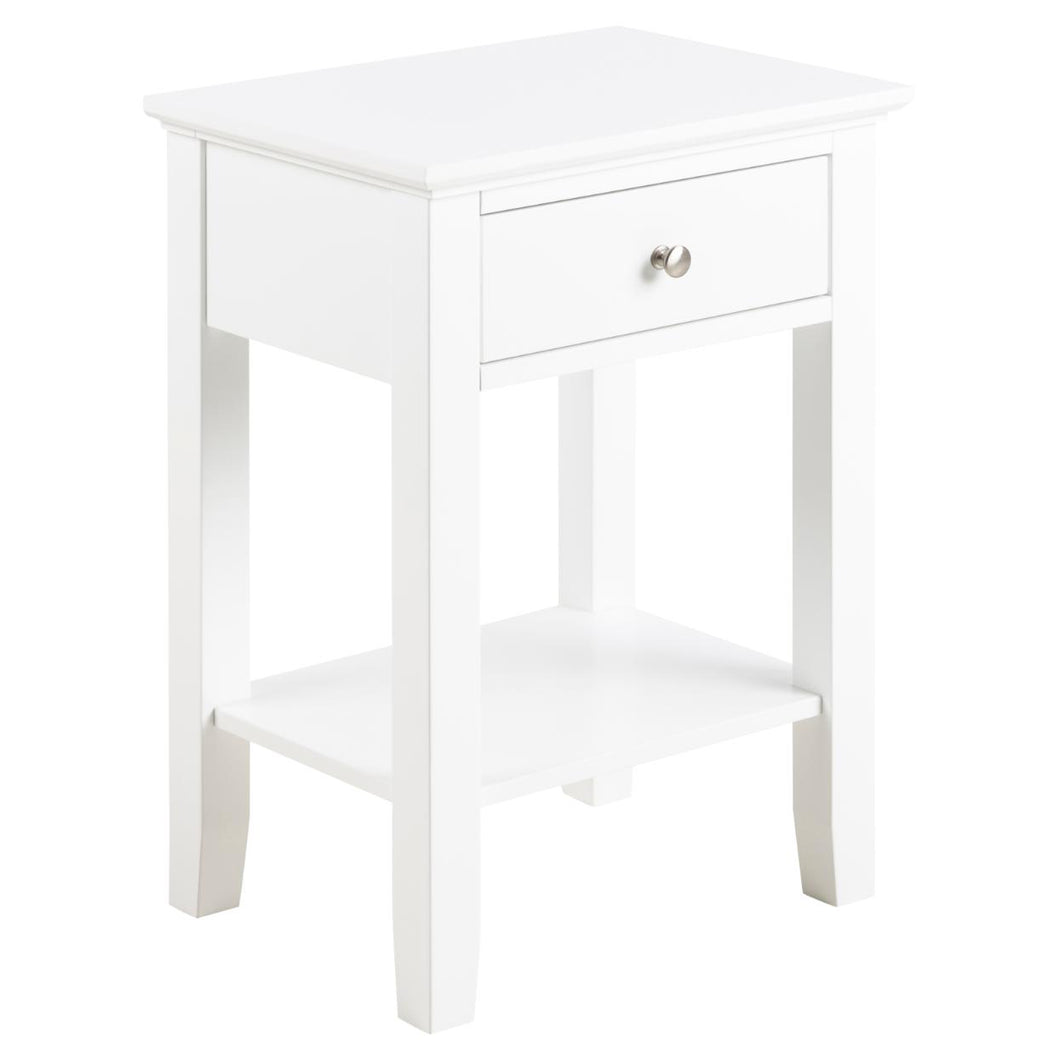 Linnea Bedside Table With 1 Drawer And Shelf 45x34x62.8 cm Lavish White Bedroom Furniture