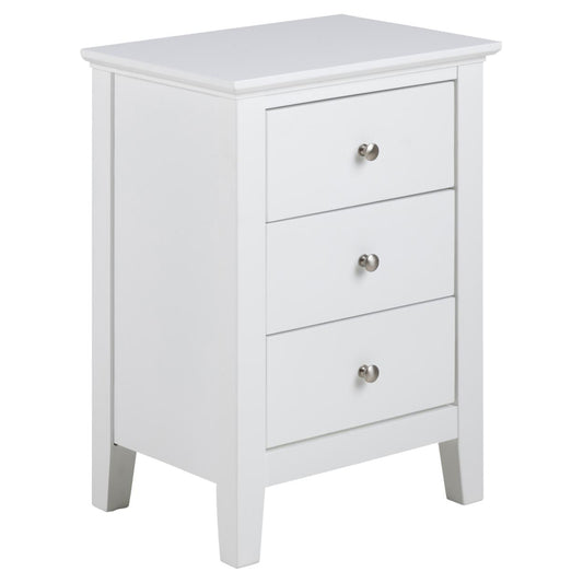 Linnea Bedside Table With 3 Drawers 45x34x62.8 cm Chic White Bedroom Furniture