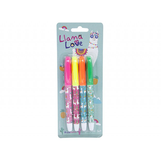 Llama Theme Pack of 4 Bright Highlighters