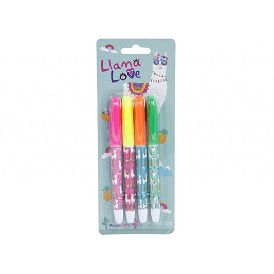 Llama Theme Pack of 4 Bright Highlighters