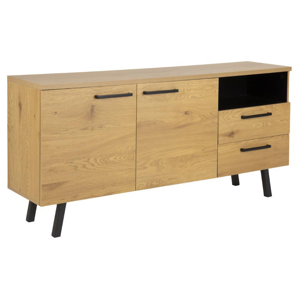 Mallow Sideboard Wild Oak Look Cabinet With 2 Drawers And 2 Doors 165x40x78cm