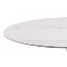 Load image into Gallery viewer, Malta Round White Ceramic Designer Dining Table With Solid Curve Metal Base 90x75cm
