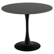 Load image into Gallery viewer, Malta Round Black Ceramic Designer Dining Table Curve Metal Base Marble Look 90x75cm
