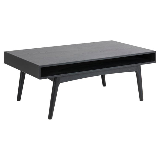 Marte Oak Coffee Table With Compartment Shelf Black 130x70cm