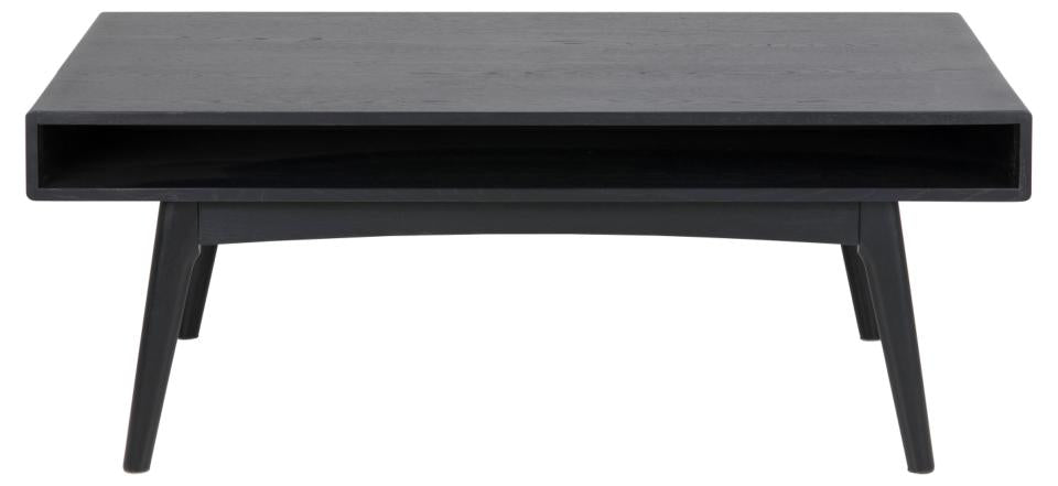 Marte Oak Coffee Table With Compartment Shelf Black 130x70cm