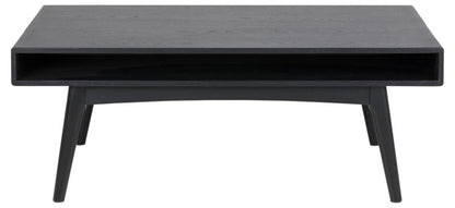 Marte Oak Coffee Table With Compartment Shelf Black 130x70cm