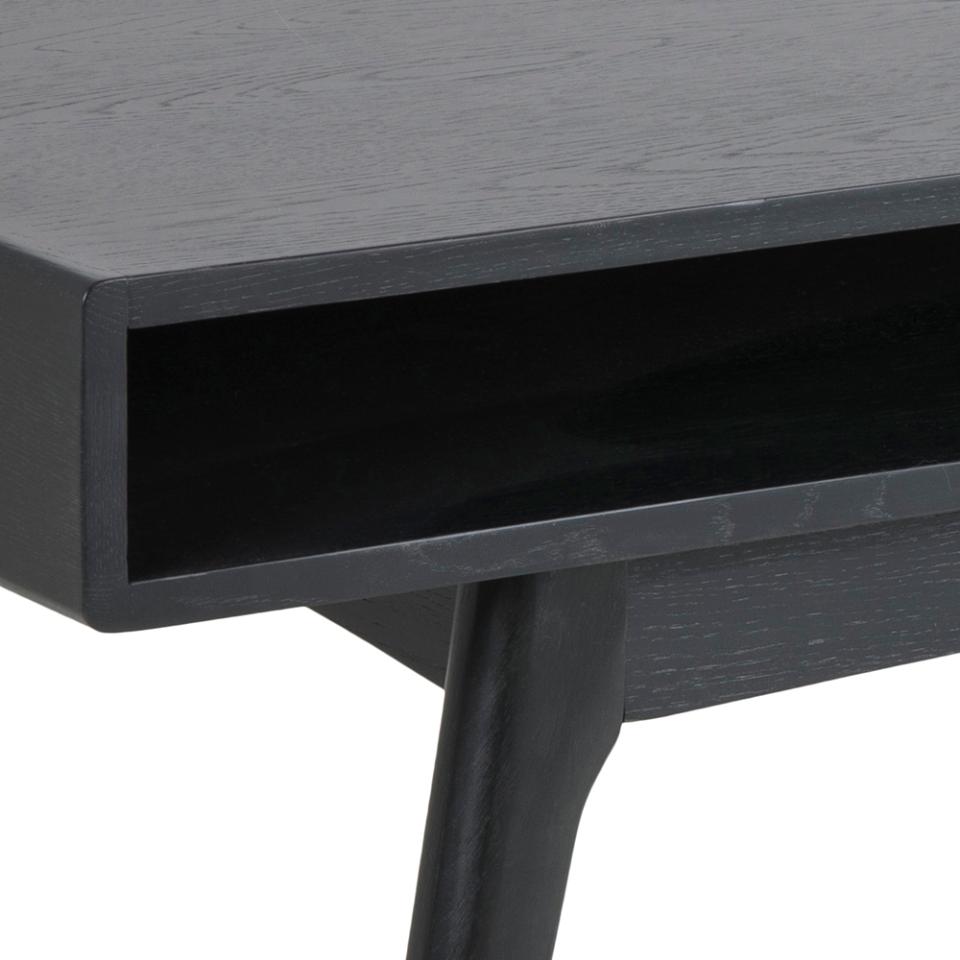 Marte Oak Coffee Table With Compartment Shelf Black 130x70cm