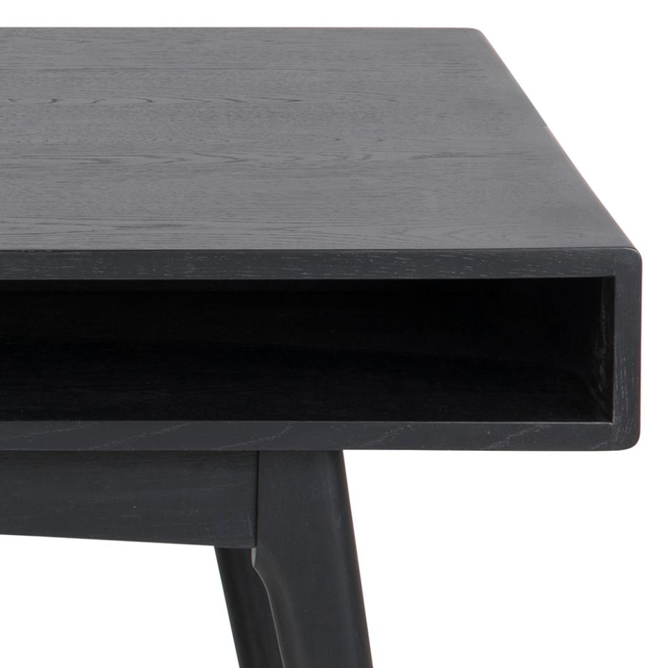 Marte Oak Coffee Table With Compartment Shelf Black 130x70cm