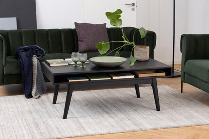 Marte Oak Coffee Table With Compartment Shelf Black 130x70cm
