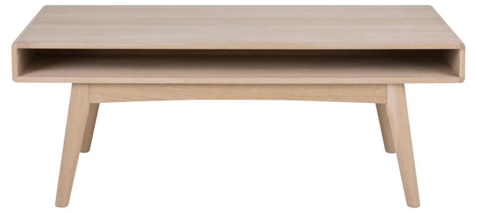 Marte Oak Coffee Table With Compartment Shelf White 130x70cm