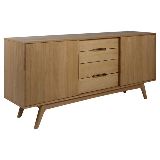 Marte Sideboard High Class Large Solid Oak Cabinet 2 Slide Doors, 4 Drawers 180x44x84cm