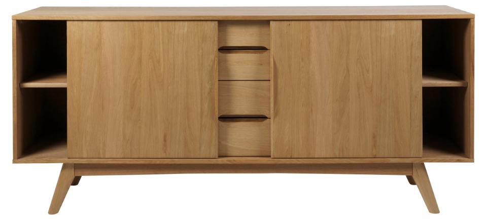 Marte Sideboard High Class Large Solid Oak Cabinet 2 Slide Doors, 4 Drawers 180x44x84cm