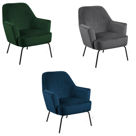 Melissa Soft Fabric Comfort Resting Chair With Solid Powder Coated Metal Base In Green, Grey Or Blue