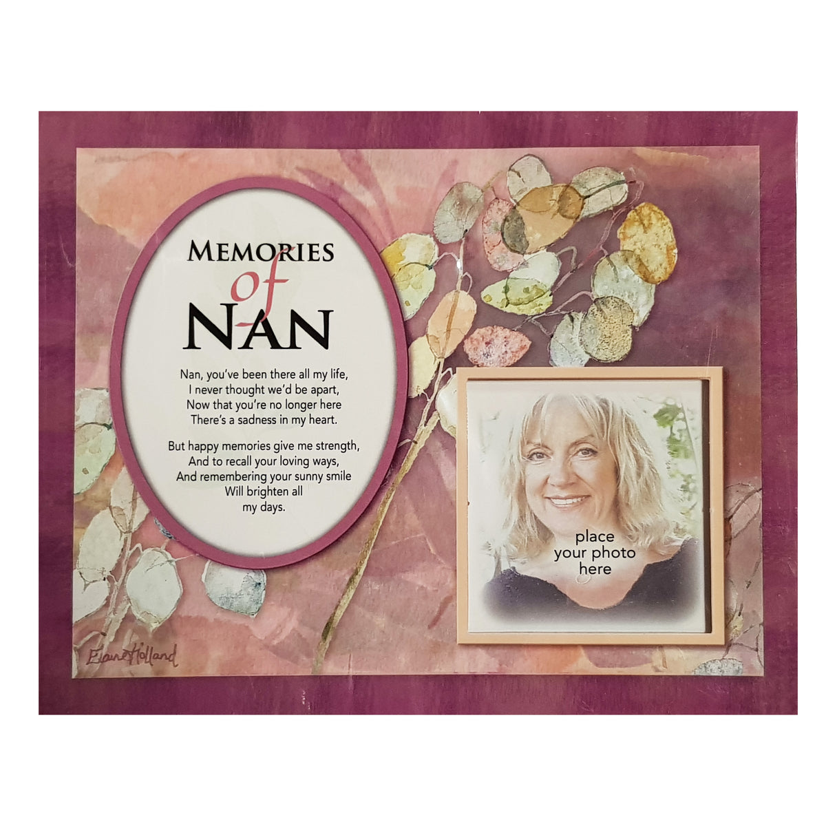 Memories Of Nan Memorial Floral Photo Mount Gift With A Beautiful Verse