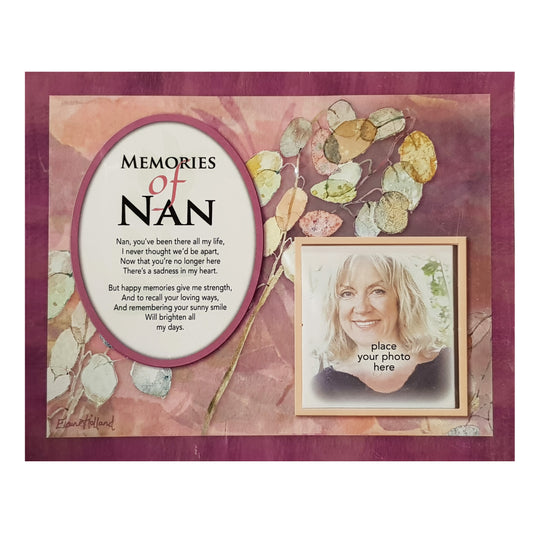 Memories Of Nan Memorial Floral Photo Mount Gift With A Beautiful Verse