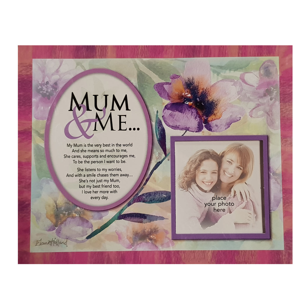 Mum And Me Floral Photo Memory Mount With A Beautiful Verse Poem And Space For Photo